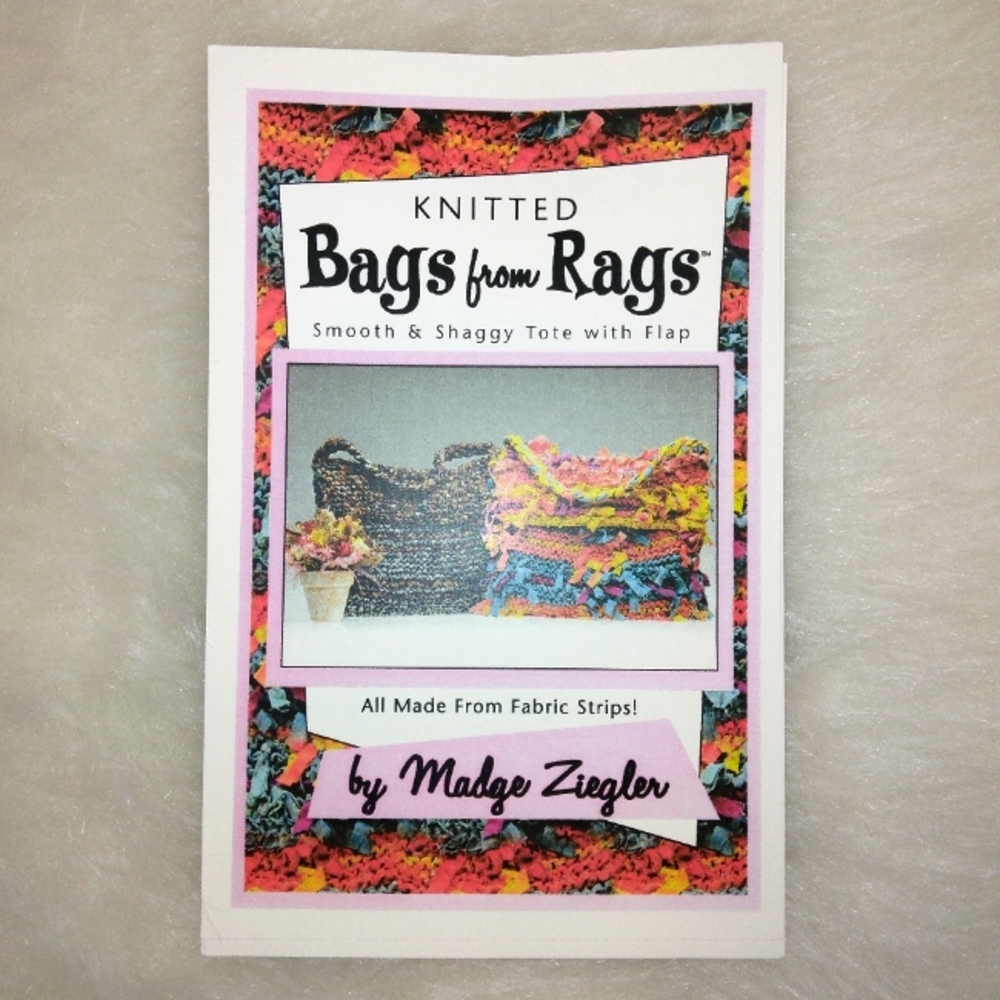 Madgr Ziegler Knitted Bags from Rags, Smooth & Shaggy Tote w/flap